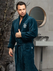 Халат мужской LOUIS без капюшона МОРСКАЯ ВОЛНА "Polens"