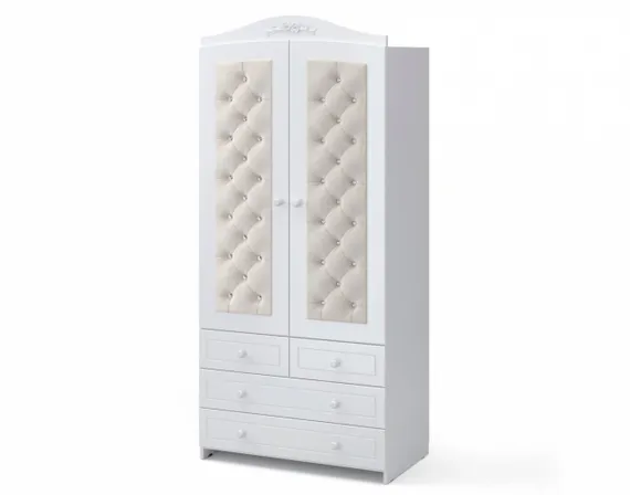 Шкаф двухдверный Гандылян Тиффани декор стразы Белый