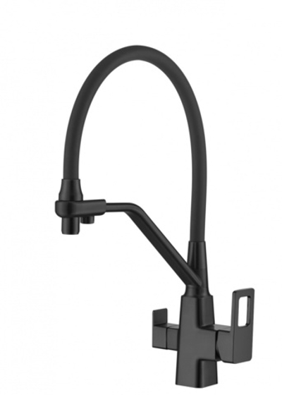 353525-C Смес. для кухни с гиб шланг и под филт (ЧЕР.+ЧЕР.) ViEiR (10/1шт)