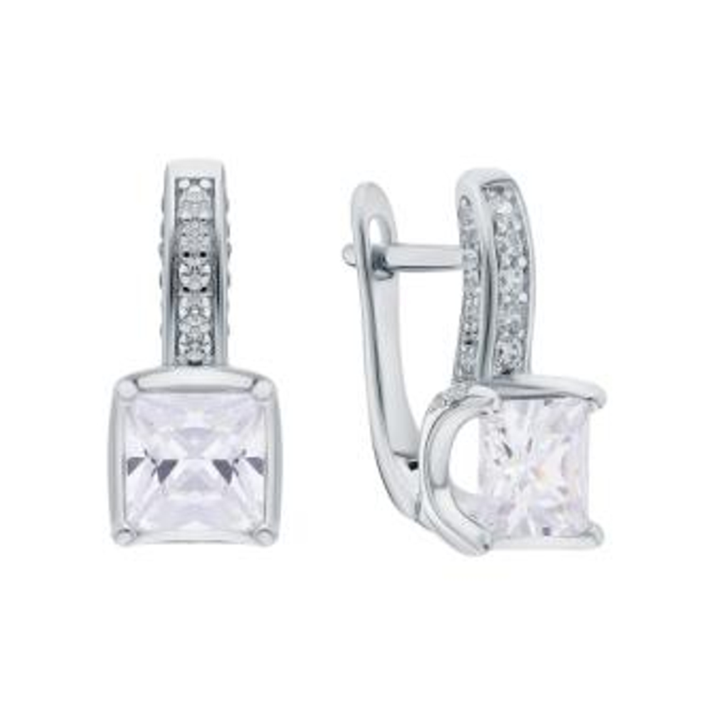 Серьги из серебра с фианитами