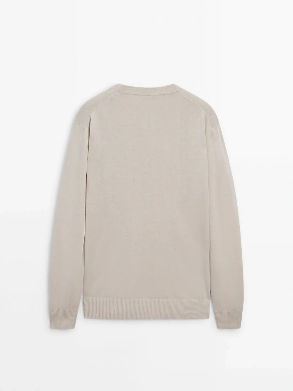 Massimo Dutti Шерстяной свитер с круглым вырезом, бежевый