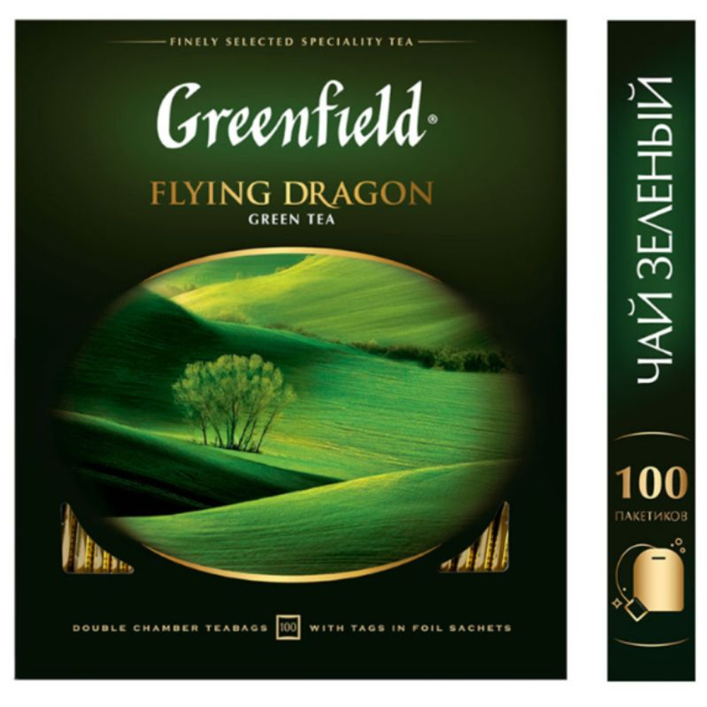 Чай Greenfield Flying Dragon китайский зеленый, 100 пакетиков