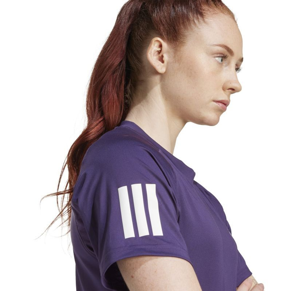 Женская теннисная футболка Adidas Club 3 Stripes - aurora plum