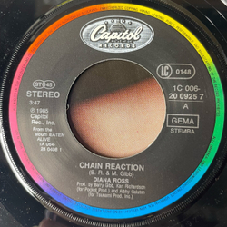 Винтажная виниловая пластинка 7 дюймов (маленькая пластинка) Diana Ross Chain Reaction (Holland 1985)