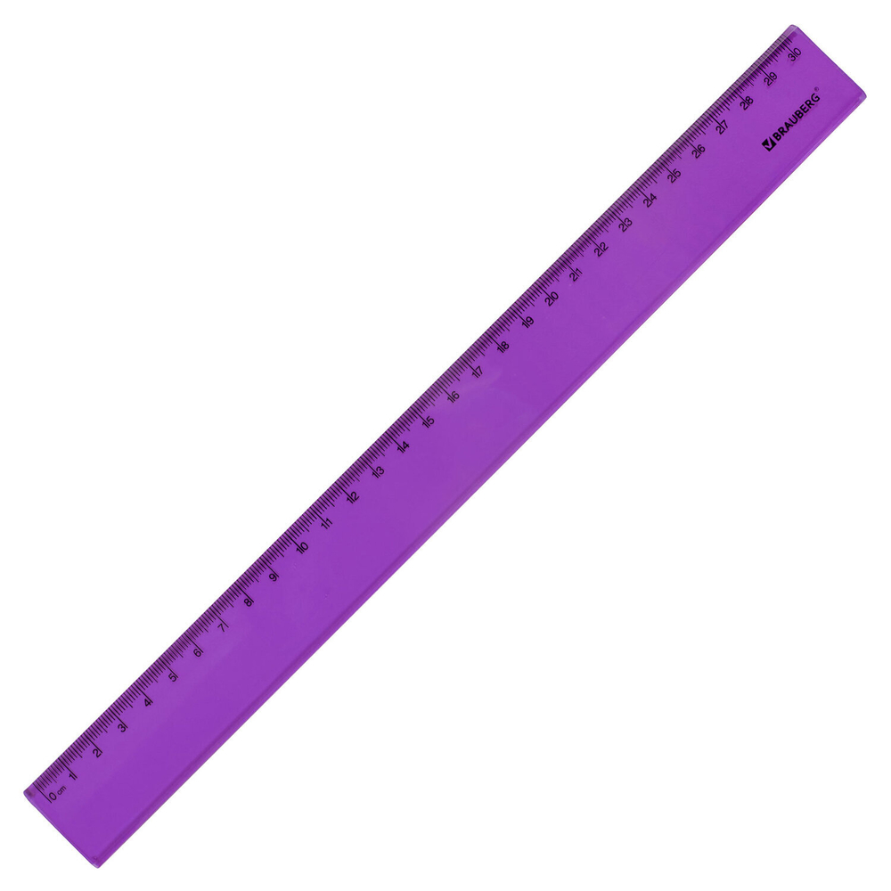 Линейка пластиковая 30 см BRAUBERG "FRUITY", тонированная, ассорти, 210767