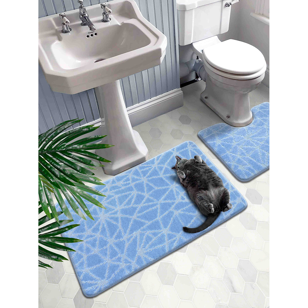 Набор ковриков д/ванной  Shahintex PP 60*100+60*50 голубой (01)