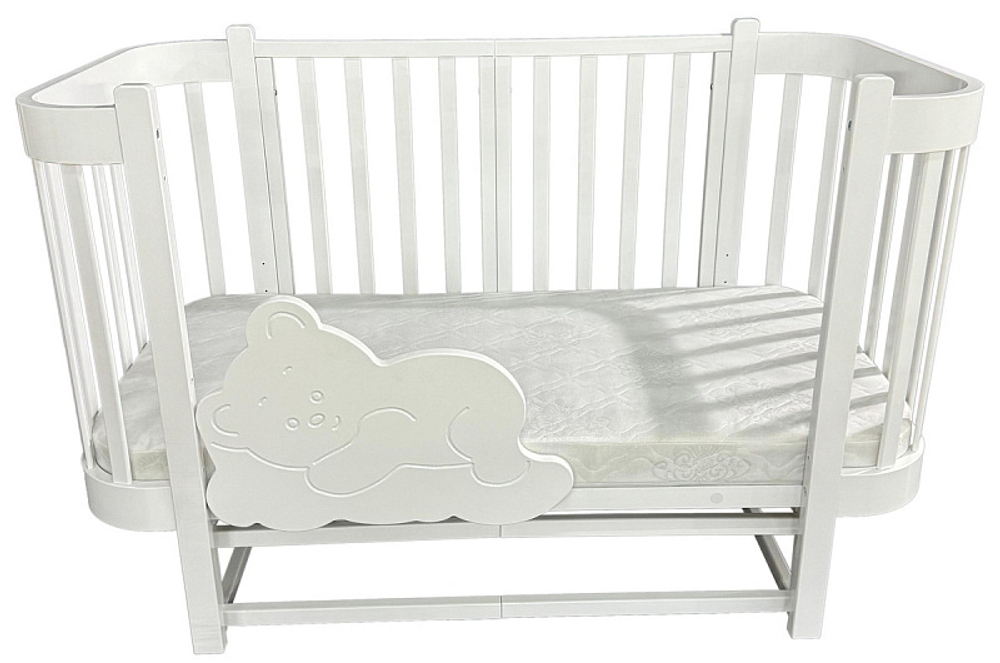 Детская кроватка Антел Nezabudka продольный маятник 3 в 1 белый/белый