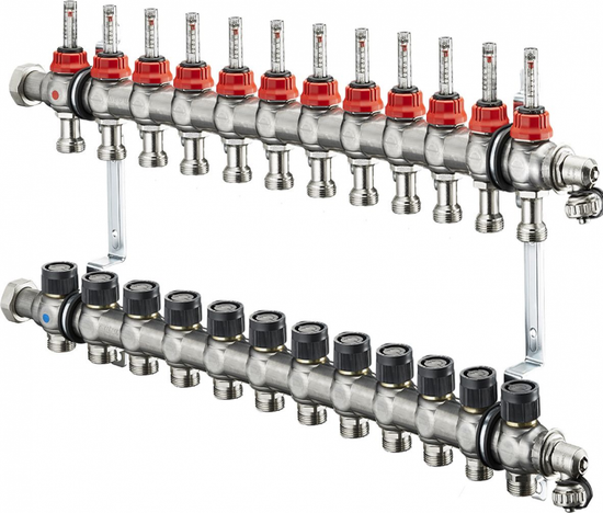 Коллектор Oventrop Multidis SF 1" арт. 1404362 (12 контуров) с расходомерами для теплого пола