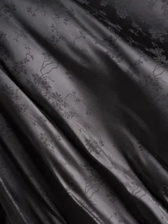 Ткань шелк Армани Жаккард, арт. 1870/2, дизайн "цветы на ветке", черный