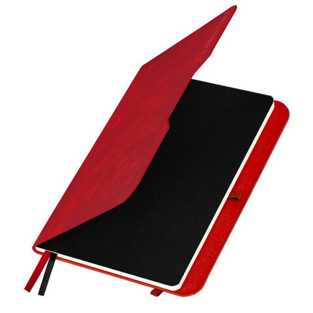 Ежедневник датированный 2025, А5, 151х213 мм, BRAUBERG "Note", под кожу, держатель для ручки, резинка-фиксатор, красный, 115932