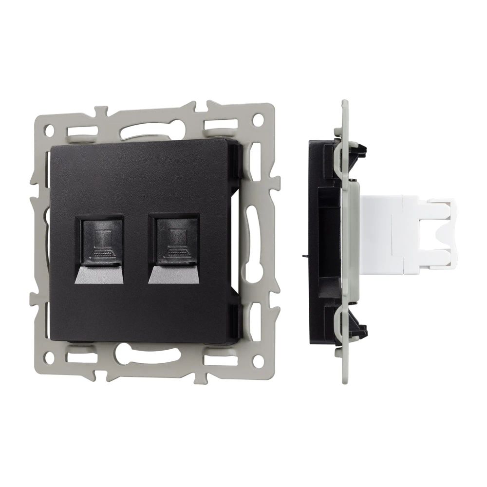 Механизм компьютерной розетки двойной SCT-MPC2-PL-BK (RJ-45, CAT6) (Arlight, -) 045337