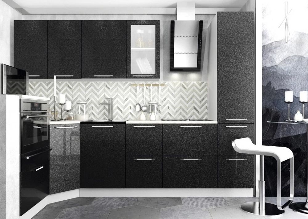 Кухонный гарнитур Олива Черный металлик 2,0м