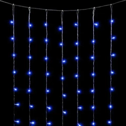 Светодиодный занавес 2*3 м., 600 синих LED ламп, облегченный, прозрачный провод ПВХ, LTC (PCL600NOT-10-2B)