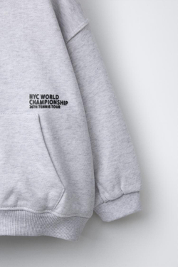 ZARA ТОЛСТОВКА С МОЛНИЕЙ И НАДПИСЬЮ, СЕРЫЙ С МЕЛАНЖЕВЫМ ЭФФЕКТОМ