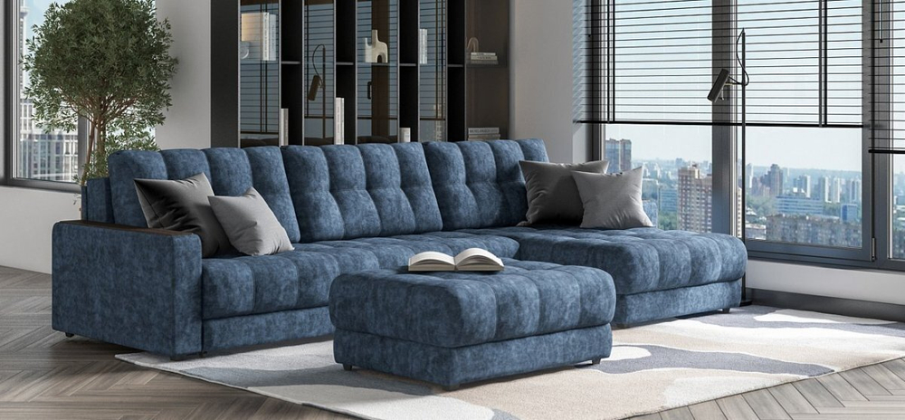 Угловой диван Босс Макс Велюр Роял синий