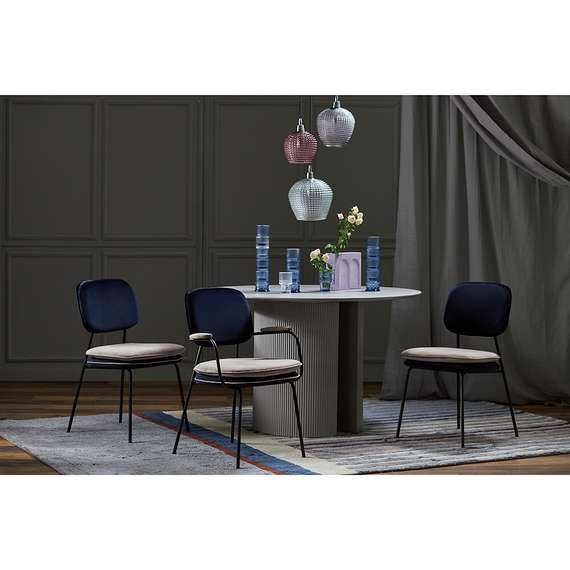 Стул с подлокотниками и контрастным кантом pea, велюр, темно-синий/бежевый