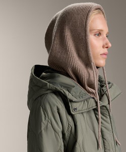 OYSHO Вязаная балаклава в рубчик, серо-коричневый