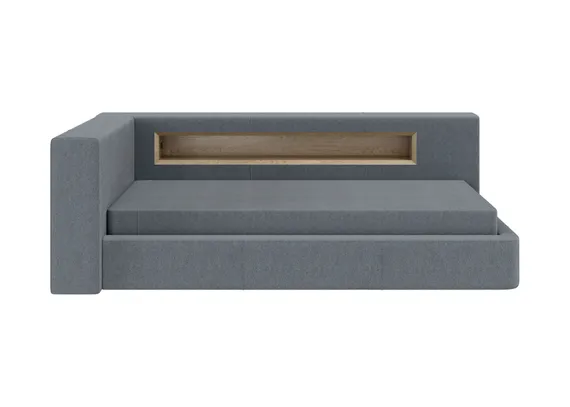 Диван-кровать Cube c нишей L (серый, твид)