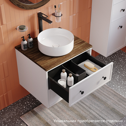 Тумба подвесная IDDIS Torr, со столешницей МДФ, макадамия орех, 60 см, белый матовый, TOR60WMi95K