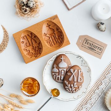 Пряничная форма Пасхальные яйца с вербой и храмом