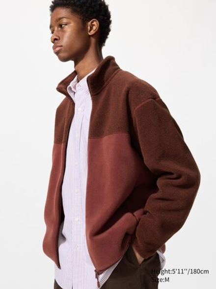 UNIQLO Флисовая куртка на молнии, бургунди