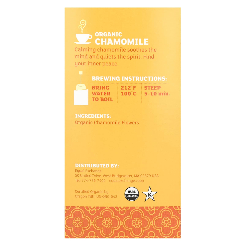 Equal Exchange, органическая ромашка, травяной чай, без кофеина, 20 чайных пакетиков, 24 г (0,85 унции)