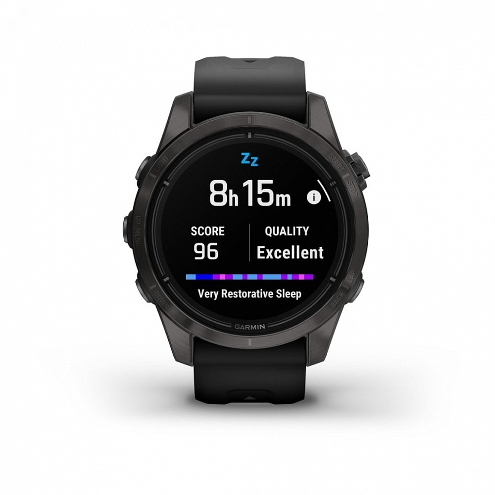 Смарт часы Garmin Epix Pro (Gen 2) Sapphire Edition 42 мм, титановый, угольно-серый, DLC, черный ремешок