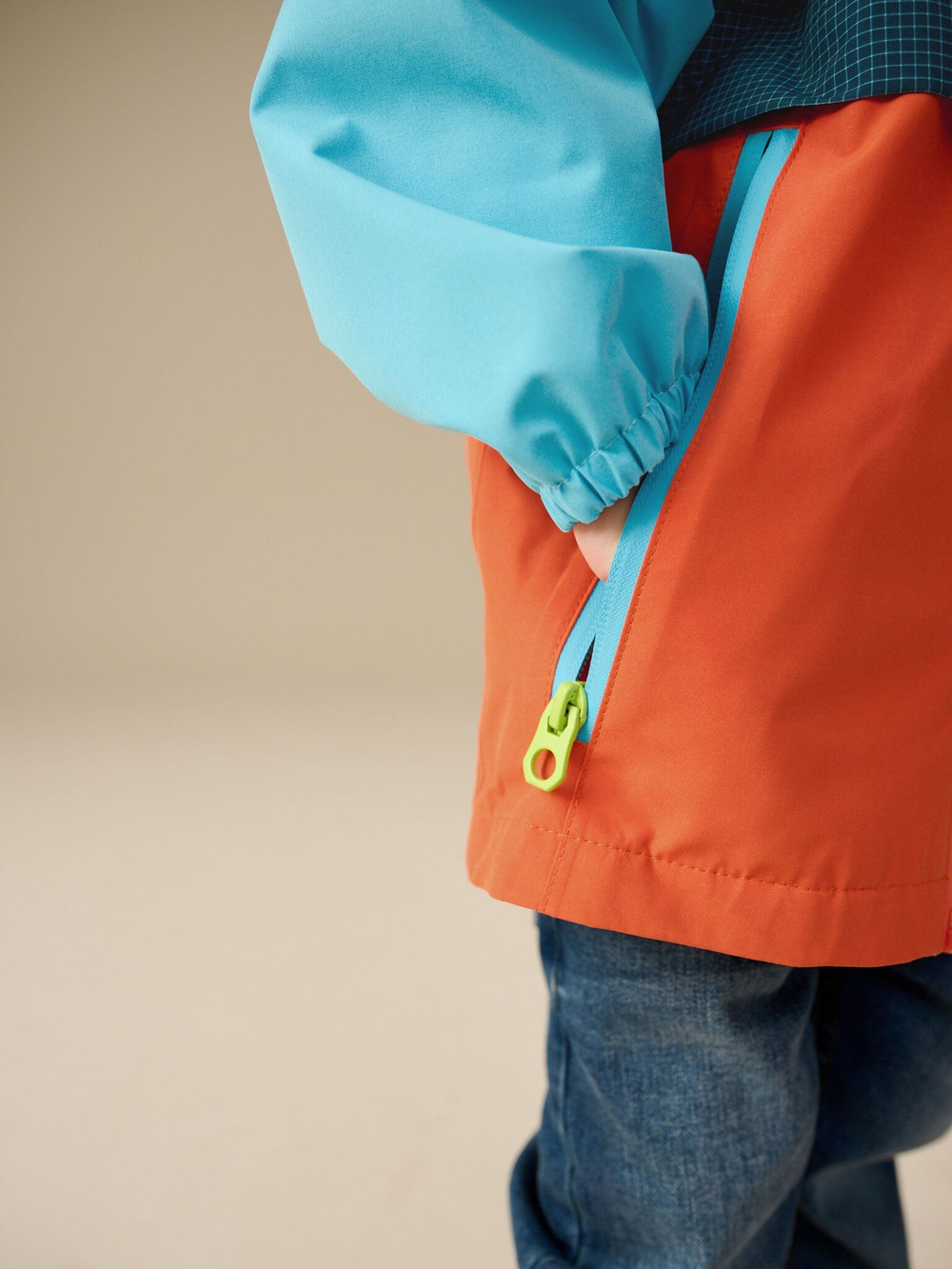 Куртка непромокаемая с капюшоном для мальчика Next Q61-761, Синий, Оранжевый