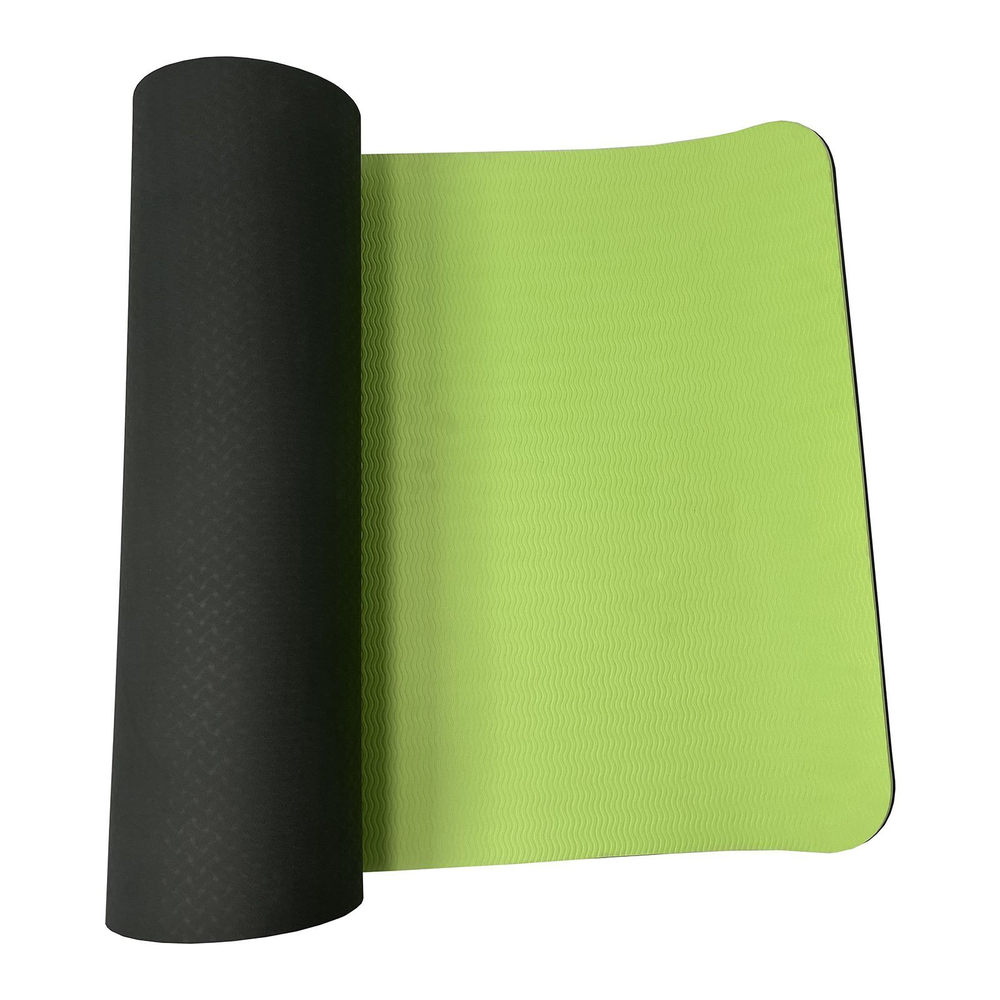 Коврик для йоги и фитнеса UNIX Fit двусторонний, 180 х 61 х 0,8 см, двуцветный, зеленый
