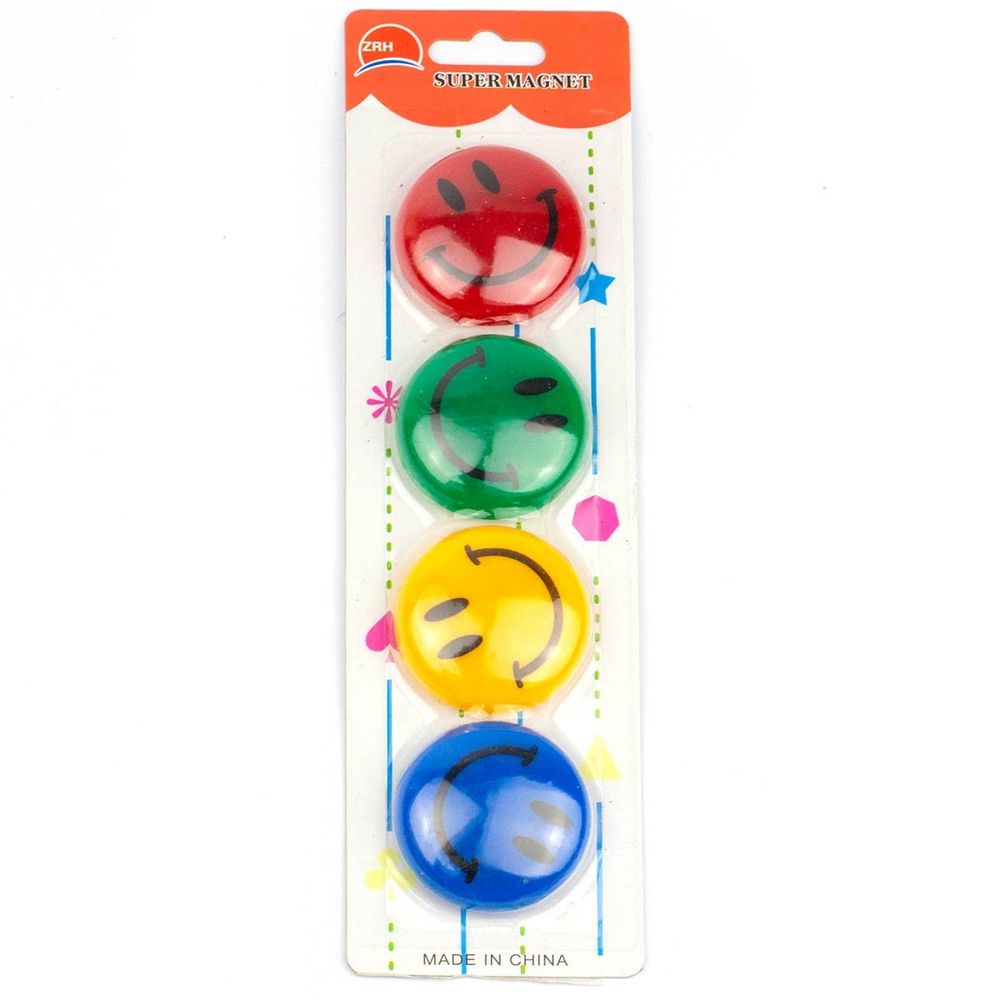 Магниты для доски Alingar "Smile", 40мм., 4шт в наборе, круглые, цвета ассорти, 6*21, европодвес