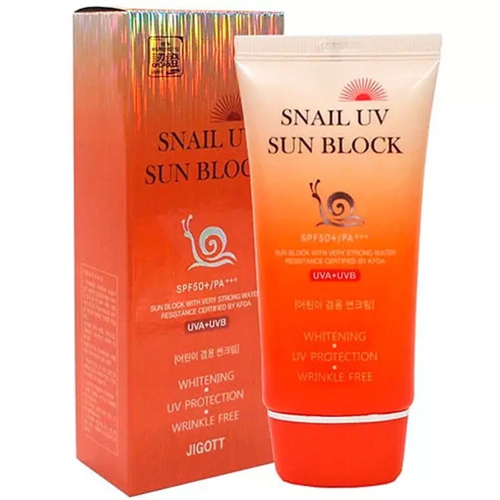 JIGOTT Snail Uv Sun Block Cream SPF50+/PA+++ Солнцезащитный крем с улиточным муцином