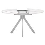 Стол Rudolf круглый раскладной 100-130x100x75см, белый мрамор, белый