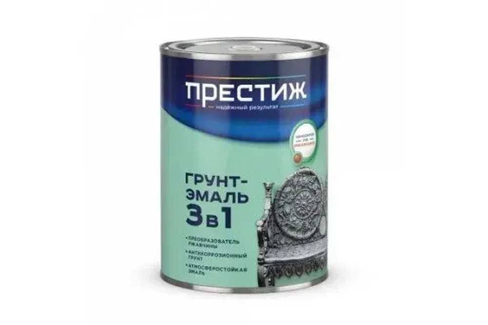 Грунт Эмаль полуглянцевая по ржавчине 3в1 Черная 1.9 кг Престиж
