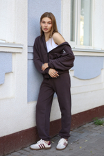Кофта женская с эффектом велюра Pegas, шоколад