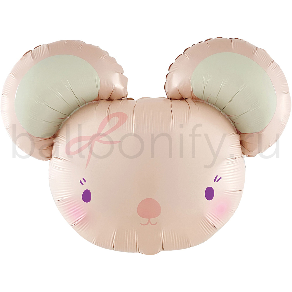 Шар (27''/69 см) Фигура, Милая мышка, Розовый, 1 шт. в уп.