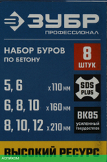 Бур Зубр SDS-Plus по бетону 8 шт 29314-H8
