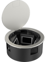 Лючок в пол 12 мод. (4 мод. 45х45 мм. + 4 мод. 22.5х45 мм.) круглый,  верт. установка,  металл