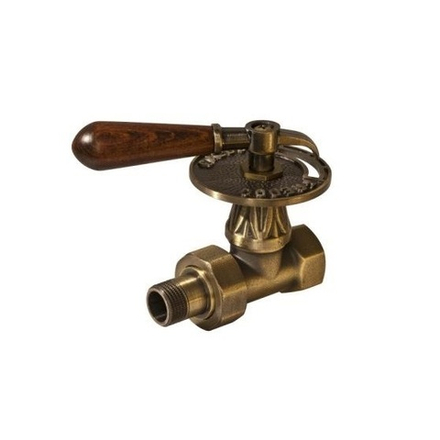 Вентиль радиаторный Ретро Стиль с деревянной ручкой прямой