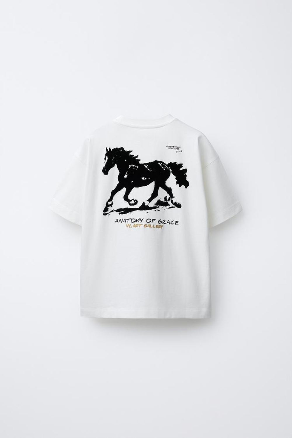 ZARA ФУТБОЛКА С ПРИНТОМ "ЛОШАДЬ", БЕЛЫЙ