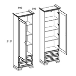Шкаф 1D2S, TIFFANY, цвет вудлайн кремовый