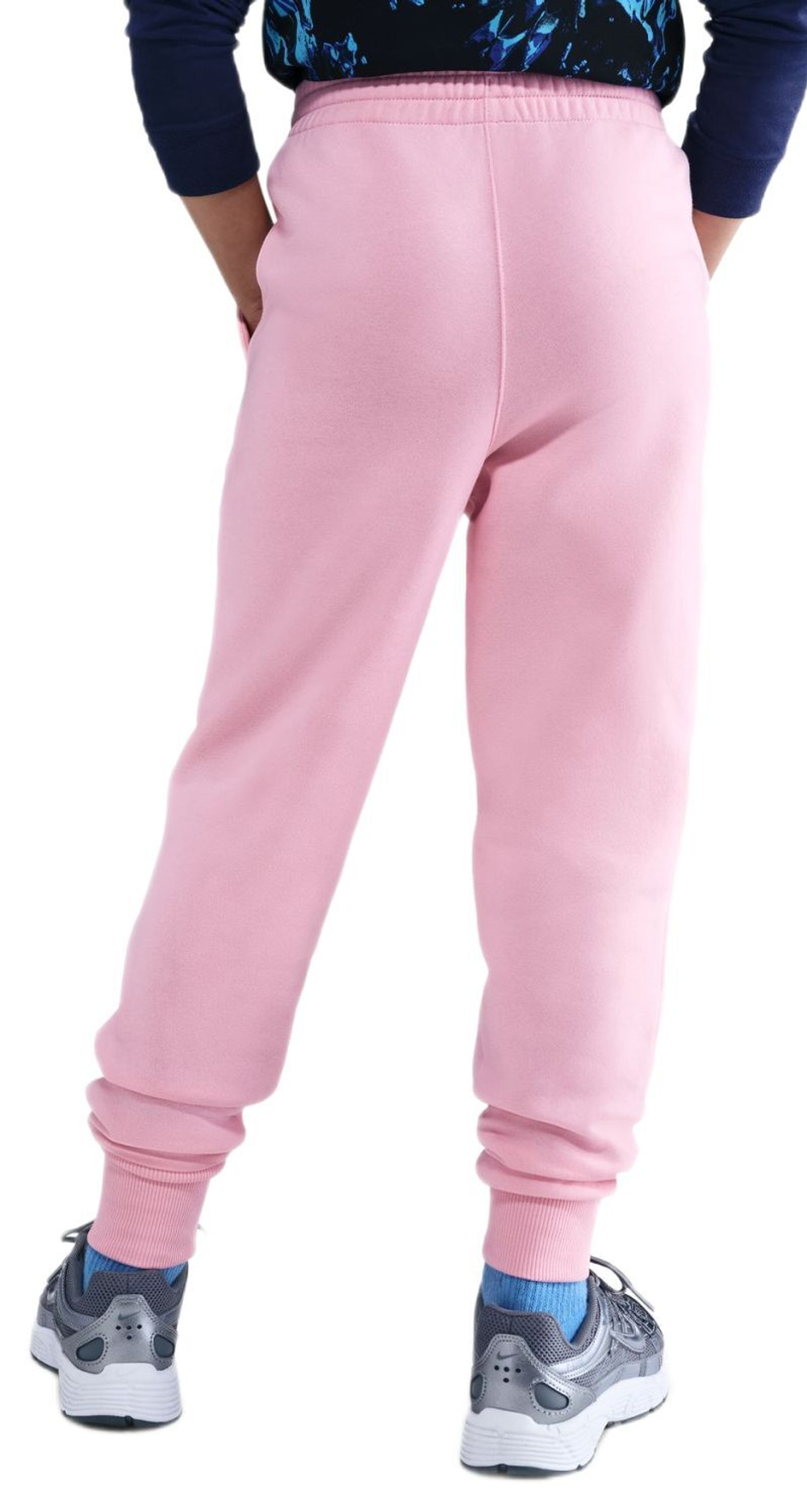 Брюки для девочки теннисные Nike Kids Sportswear Club Fleece High-Waisted Fitted - med soft pink/white
