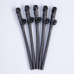 Черные коктейльные трубочки в виде пениса - 5 шт. (Цвет: черный)