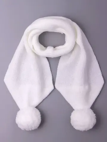 Шарф зимний вязаный с бубонами для детей