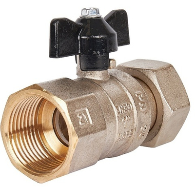 Кран шаровой (вода) полнопроходной с накидной гайкой STOUT нар-вн 1"х1" бабочка