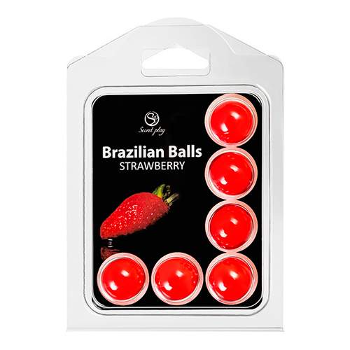 Набор из 6 шариков с массажным маслом с ароматом клубники Secret Play Brazilian Balls