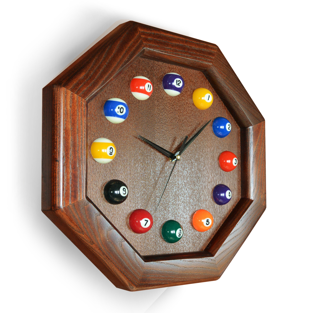 Часы 8 граней ясень/шпон (№6)