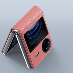 Чехол розового цвета с премиальной искусственной кожи для Vivo X Flip, серия Bril Series от Dux Ducis