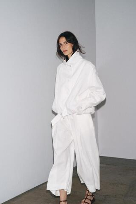 ZARA БОМБЕР ИЗ 100% ЛЬНА — ZW COLLECTION, БЕЛЫЙ