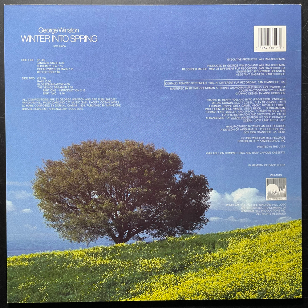 George Winston ‎– Winter Into Spring (США 1985г.)