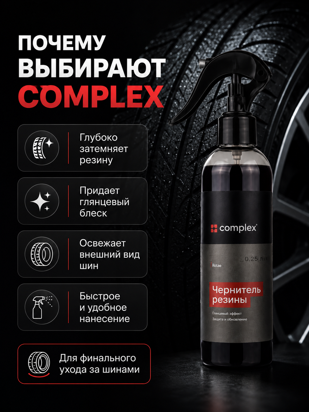 Complex Глянцевый чернитель резины Rotae (0,25л)